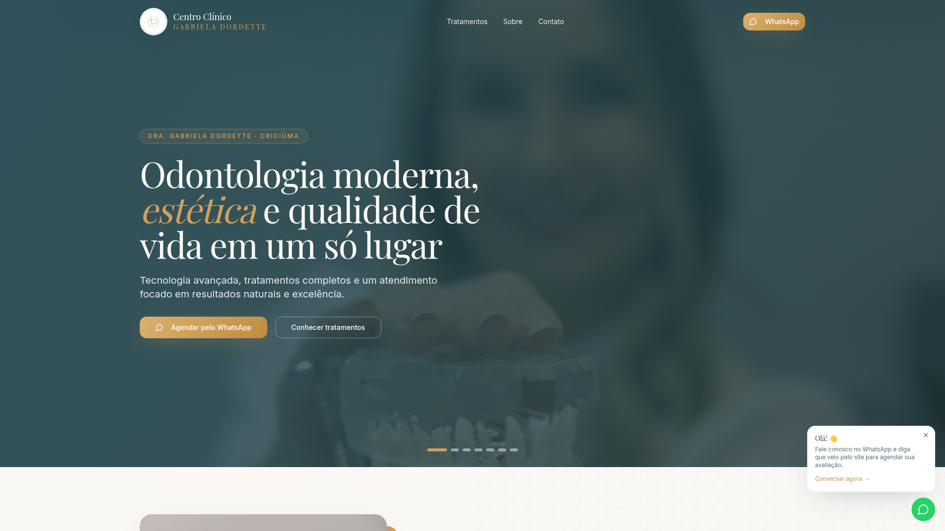 Preview do site da clínica Gabriela Dentista desenvolvido pela Zorzetto Labs